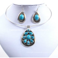 Lovely Oval Imitation Stone, Turquoise Stone, Lady Necklace Set (XJW12600)